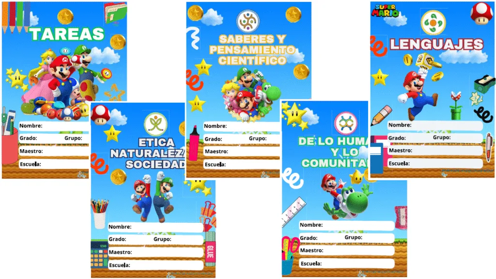Portadas Escolares De Mario Bros - MiMaterialEscolarAqui