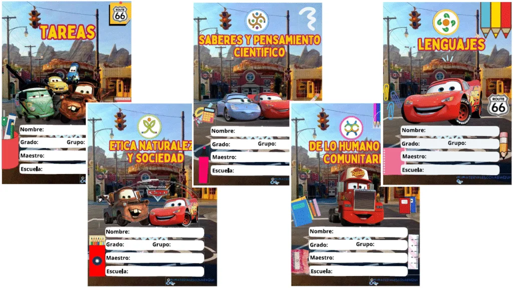 Portadas escolares de rayo mcqueen