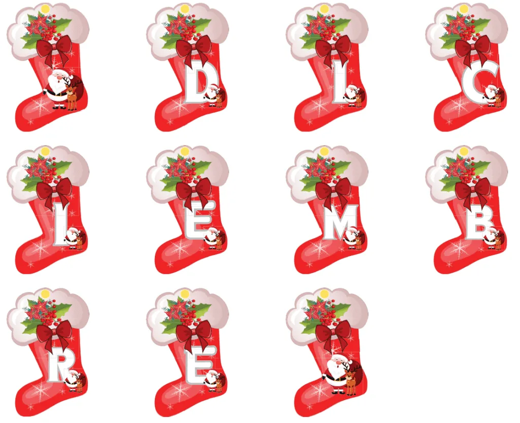 Banderín Del Mes De Diciembre Temática Botas Navideñas