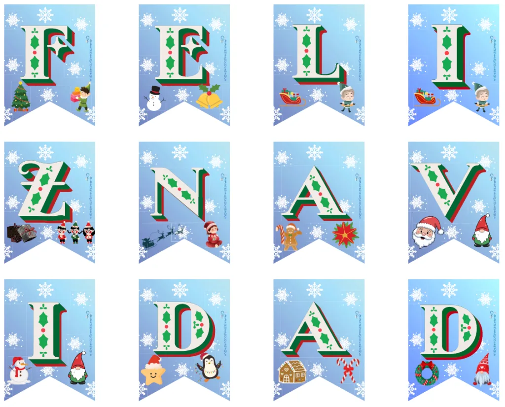 Banderín Azul De Feliz Navidad