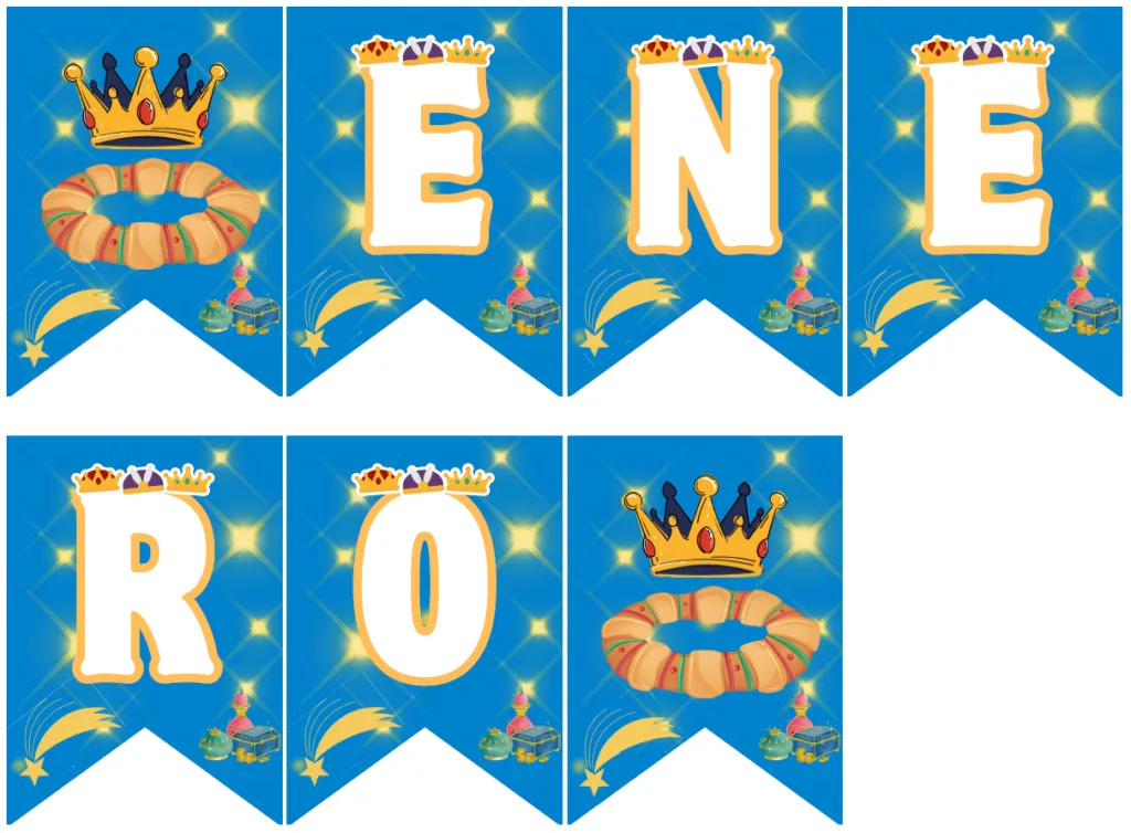 Banderín Del Mes De Enero Temática De Rosca De Reyes