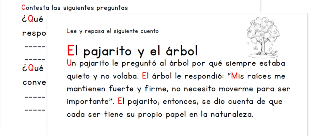 Cuento El Pajarito Y El Árbol