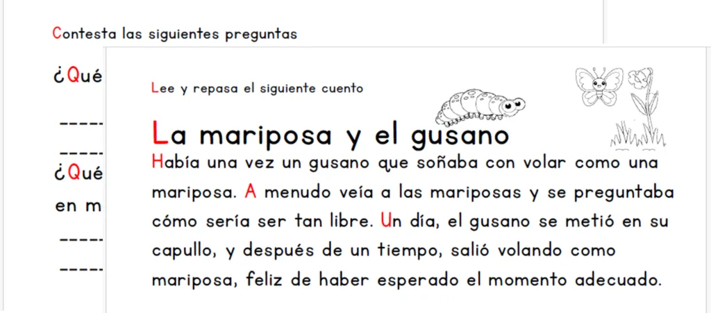Cuento La Mariposa Y El Gusano